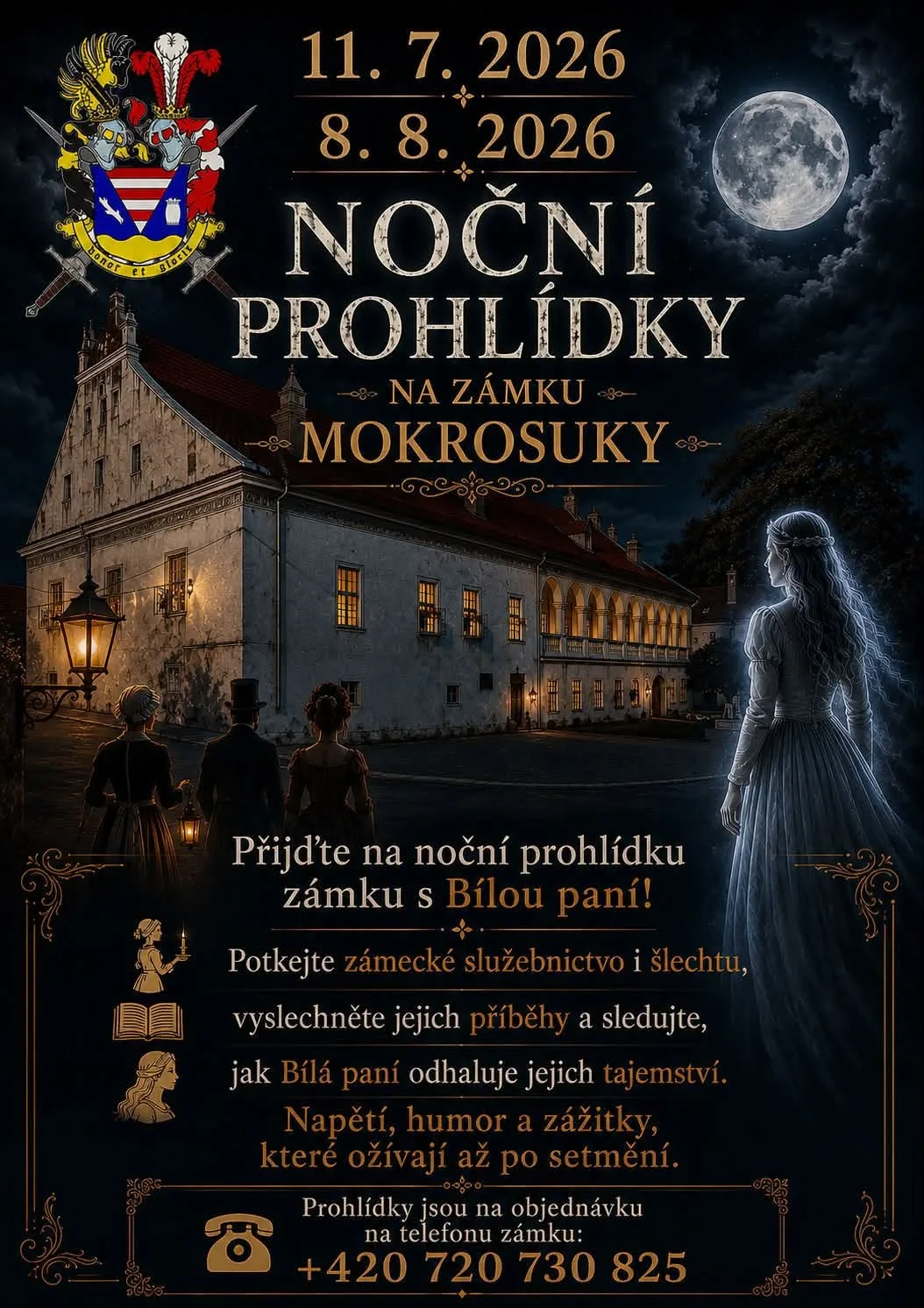 Leták — Noční prohlídky na zámku Mokrosuky